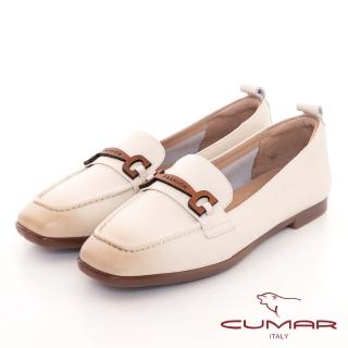 【CUMAR】全皮革裝飾樂福鞋(米白色)