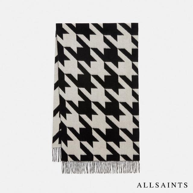 【ALLSAINTS】HOUNDSTOOTH 羊毛圍巾BLACK/CHALK WHITE WV503Z