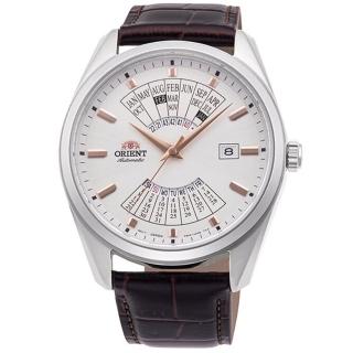 【ORIENT 東方錶】官方授權T2 男 現代系列 萬年曆皮革錶帶機械腕錶-43.5mm(RA-BA0005S)