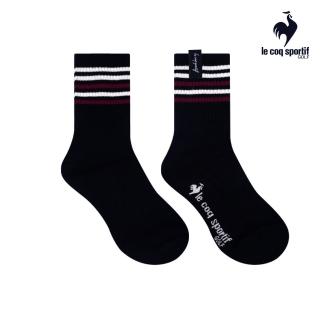 【LE COQ SPORTIF 公雞】高爾夫系列 女款黑色條紋彈力短襪 QLS0K081