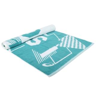 【asics 亞瑟士】大浴巾-海邊 毛巾 游泳 戲水 純棉 台灣製 亞瑟士 粉綠白(Z32001-52)