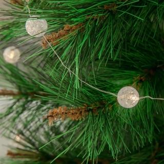 【YU Living 信歐傢居】LED透明碎珠裝飾聖誕燈串 裝飾燈串 長180cm(透明色/暖黃光)