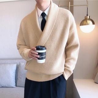 【Pure 衣櫃】韓國歐爸交叉純色針織外套(男裝/雅痞/KDCQ-3371)