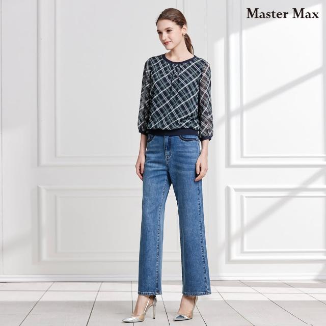 【Master Max】刷白口袋車布設計直筒牛仔寬褲(8323030)