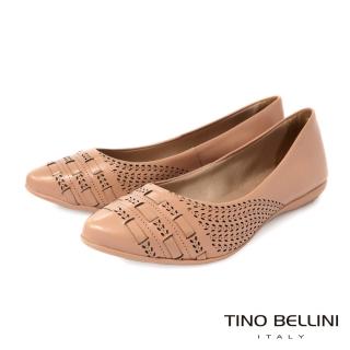 【TINO BELLINI 貝里尼】巴西進口麥穗刻花平底鞋FSBV014(裸棕)