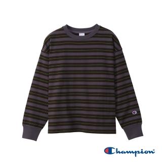 【Champion】官方直營-撞色條紋T恤-女(深灰色)