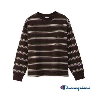 【Champion】官方直營-撞色條紋T恤-女(深褐色)