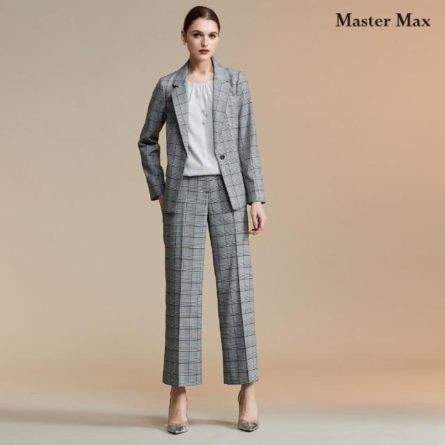 【Master Max】方型格紋腰頭單釦直筒西裝褲(8323016)