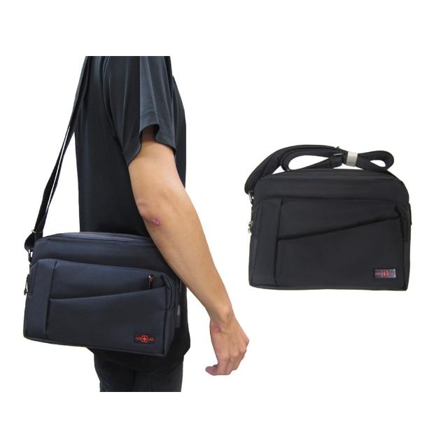 【OverLand】肩側包中容量(二層主袋+外袋共五層防水尼龍布+皮革USB+內線中性肩背)