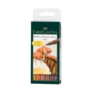 【Faber-Castell】輝柏 PITT藝術筆-軟毛筆頭 細芯 鄉土色系 6支入/ 盒 167106