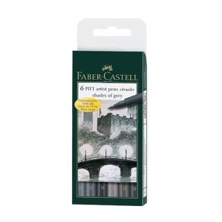 【Faber-Castell】輝柏 PITT藝術筆-軟毛筆頭 細芯 冷灰色系 6支入/ 盒 167104