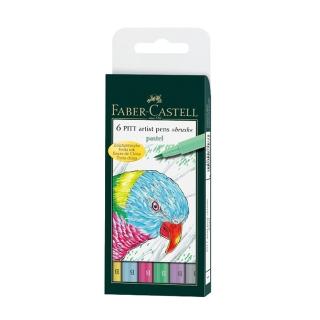 【Faber-Castell】輝柏 PITT藝術筆-軟毛筆頭 細芯 粉彩色系 6支入/ 盒 167163