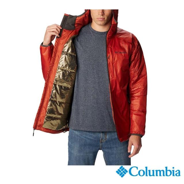 【Columbia 哥倫比亞 官方旗艦】男款-Arch Rock金鋁點極暖連帽外套-橘紅色(UWE87180AH/HF)