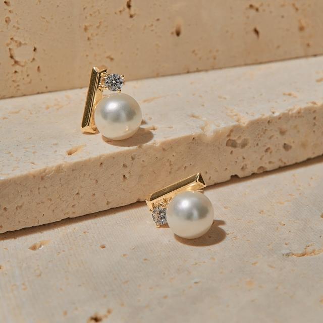 【OB 嚴選】法式珍珠精緻鋯石925銀針耳環 《XA307》