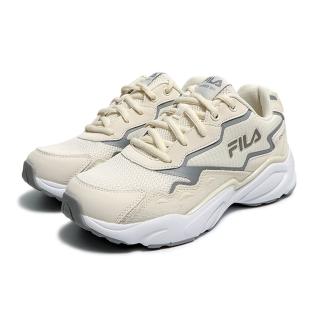 【FILA】女 慢跑鞋 運動鞋 老爹鞋 復古運動鞋-米/灰(5J374X114)