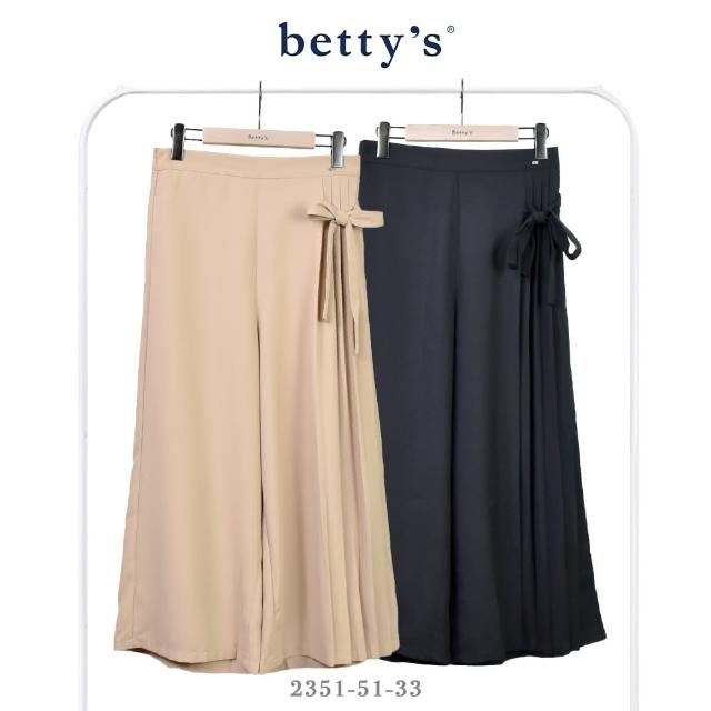 【betty’s 貝蒂思】腰鬆緊側邊壓褶綁帶雪紡長褲(共二色)