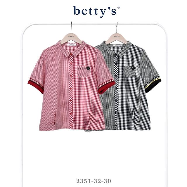 【betty’s 貝蒂思】大小格紋拼接短袖襯衫(共二色)