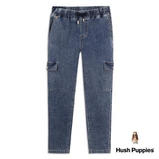 【Hush Puppies】女裝 長褲 側貼帶腰鬆緊綁帶牛仔褲(灰藍/ 34221104)