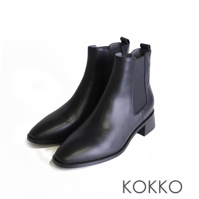 【KOKKO 集團】微方頭優雅切爾西短靴(黑色)