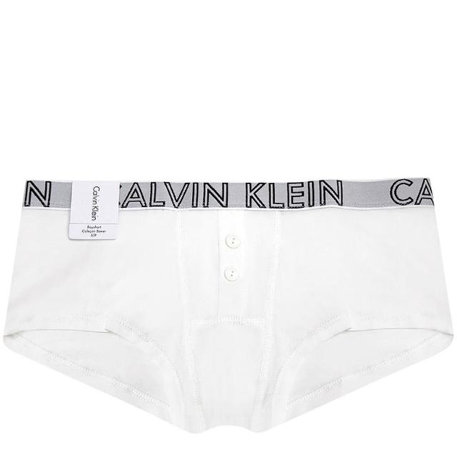 【Calvin Klein 凱文克萊】棉質低腰平口內褲-白色(S號)