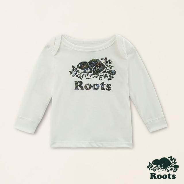 【Roots】Roots 嬰兒-復刻海狸系列  LOGO有機棉長袖上衣(白色)