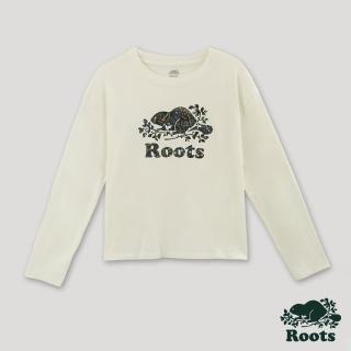 【Roots】Roots 女裝-復刻海狸系列 長袖上衣(白色)