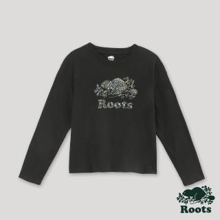 【Roots】Roots 女裝-復刻海狸系列 長袖上衣(黑色)