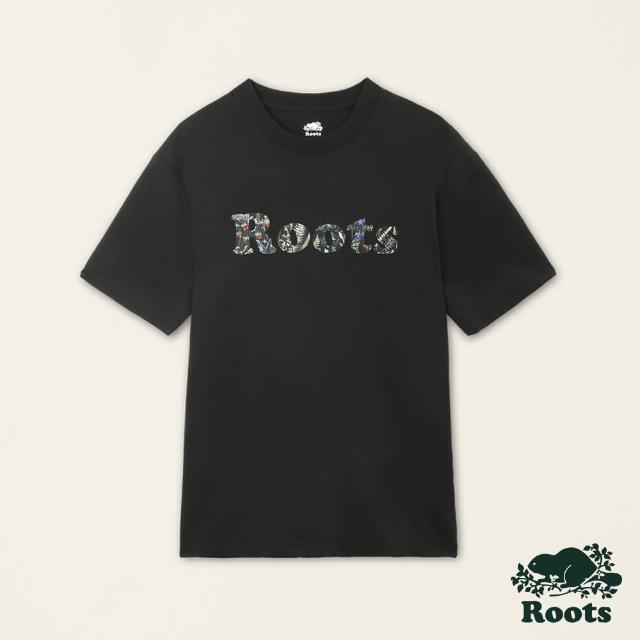 【Roots】Roots 男裝-復刻海狸系列 短袖T恤(黑色)