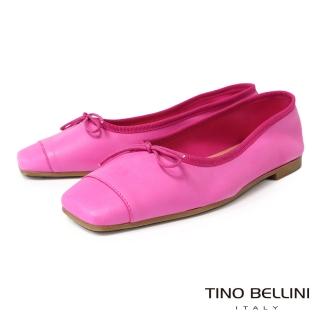 【TINO BELLINI 貝里尼】義大利進口素面方頭拼接芭蕾舞鞋FSBV016(粉紅)