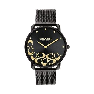 【COACH】Elliot 黑色款 晶鑽金C字 經典LOGO腕錶 米蘭錶帶 36mm 女錶(14504340)