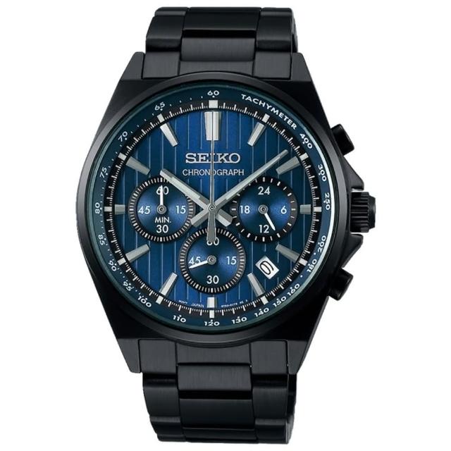 【SEIKO 精工】CS系列條紋設計三眼計時手錶(SBTR035J/8T63-01T0U)