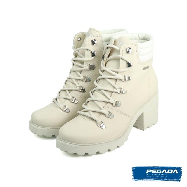 【PEGADA】巴西氣質粗跟舒適綁帶短靴 白色(281321-IV)