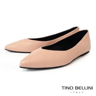 【TINO BELLINI 貝里尼】義大利進口素面尖頭平底鞋FSBV015(裸膚)