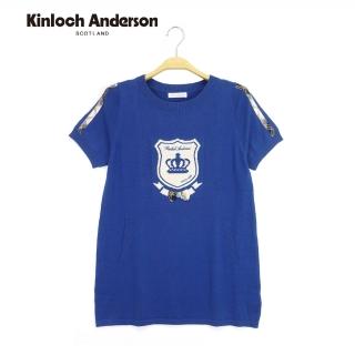 【Kinloch Anderson】英倫風圓領前徽章針織上衣 金安德森女裝(KA0789015 深紫/亮藍)