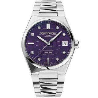 【CONSTANT 康斯登】Highlife 紫色版 鑽石機械女錶 附贈橡膠錶帶(FC-303PD2NH6B)