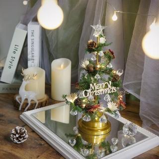 【KIRA與花花藝】水晶LED燈永生花聖誕樹/雪松綠/桌上聖誕樹(永生花裝飾/聖誕禮物/聖誕節/聖誕樹)