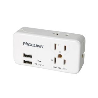 【NICELINK】3座2+3孔雙USB擴充插座/轉接頭 保固一年(EC-M03MU3)