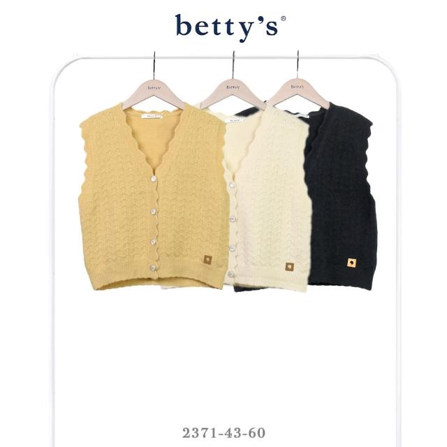 【betty’s 貝蒂思】雲朵邊波浪織紋開襟背心毛衣(共二色)