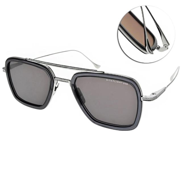 【DITA】復古雙槓飛行款太陽眼鏡鋼鐵人配戴款(透灰-槍銀-灰