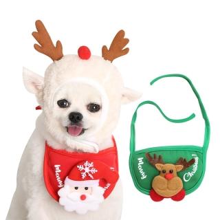 【QIDINA】聖誕寵物貓狗可愛口水巾雪人麋鹿帽 寵物配件-B(寵物領巾 狗狗衣服 貓衣服 寵物服飾)
