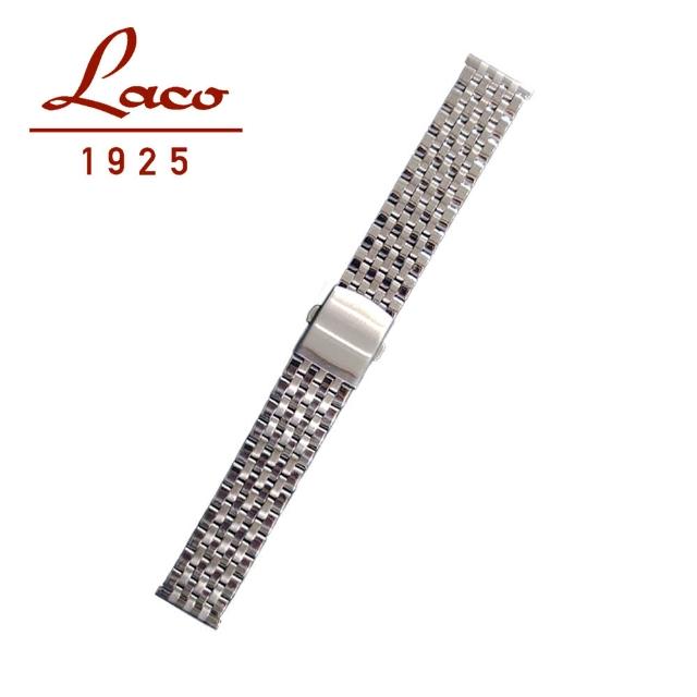 【Laco 朗坤】402022 七節不銹鋼錶帶附拉絲摺疊釦 20mm(不鏽鋼錶帶)