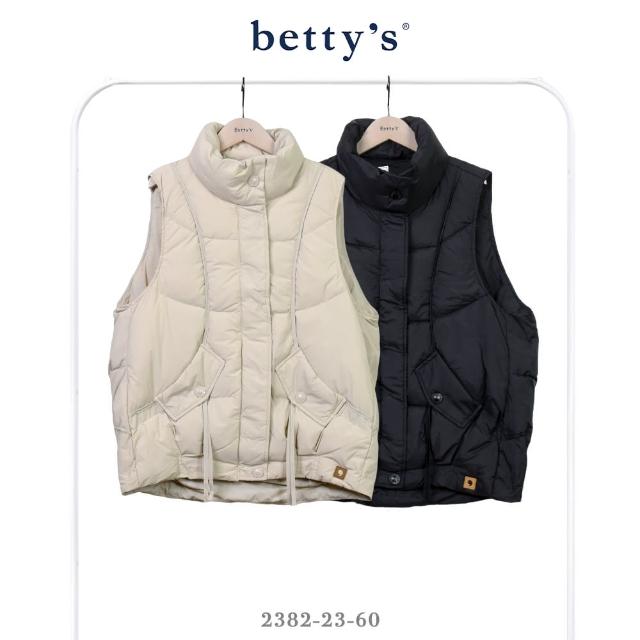 【betty’s 貝蒂思】線條造型綁帶立領羽絨背心(共二色)
