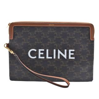 【CELINE】經典TRIOMPHE帆布手拿包(黃褐色10J502FES.04LU)