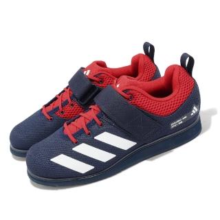 【adidas 愛迪達】舉重鞋 Powerlift 5 男鞋 藍 紅 重訓 健身 魔鬼氈 再生材質 穩定 愛迪達(HQ3530)