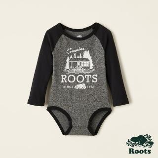 【Roots】Roots嬰兒-經典小木屋系列 經典LOGO包屁衣(灰色)