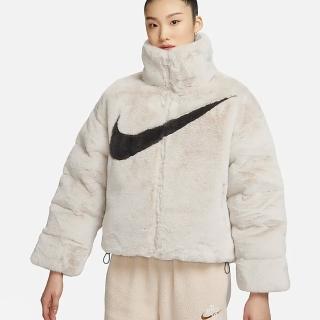 【NIKE 耐吉】Oversize 人造毛皮 鋪棉外套 休閒 AS W NSW TF ECDWN GS COZY FUR 女 灰(FN0461104)