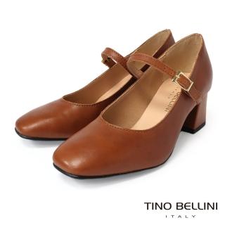 【TINO BELLINI 貝里尼】義大利進口素面瑪莉珍高跟鞋FSCT014(焦糖)