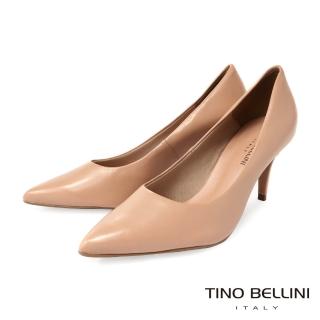 【TINO BELLINI 貝里尼】巴西進口素面尖頭8cm高跟鞋FSET007B(裸膚)
