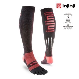 【Injinji】Untra Compression反光透氣五趾壓力襪[黑紅]NAA51(壓力襪.馬拉松襪.壓力舒緩.中性款)