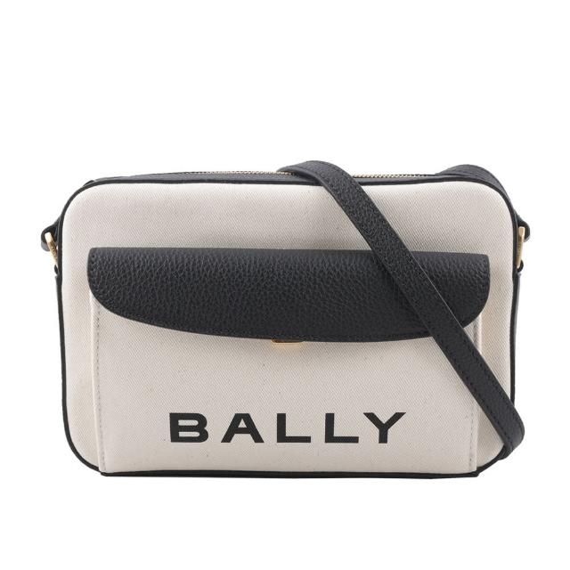 【BALLY】Bar Daniel 帆布及皮革口袋斜背包(自然色/黑色)